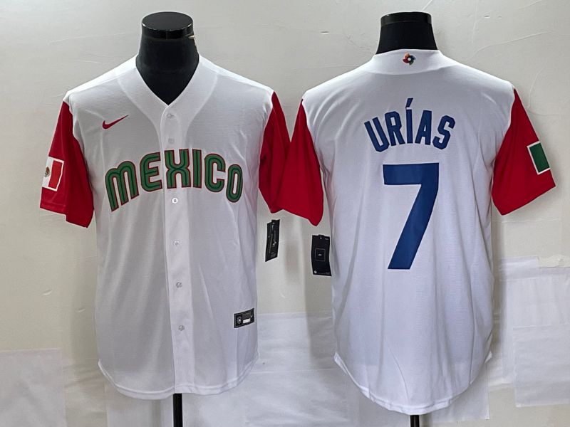 Men 2023 World Cub Mexico #7 Urias White blue Nike MLB Jersey12->more jerseys->MLB Jersey